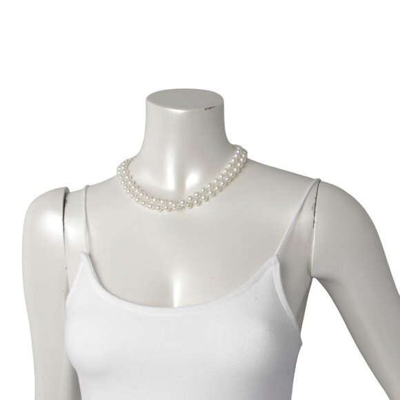 Faux Pearl Necklace Long Stand White 17" - Picture 2 of 4